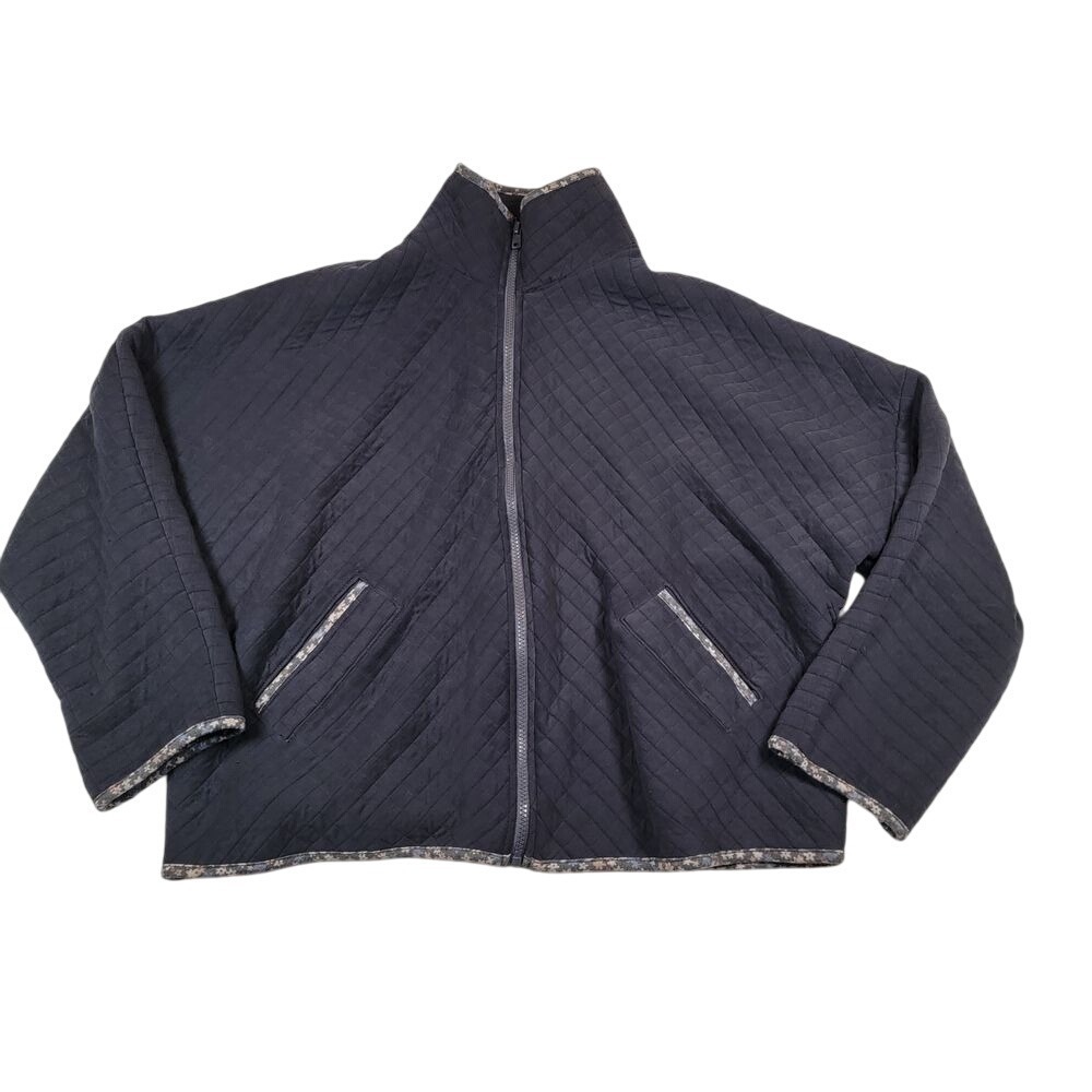 Orange Farm Clothing Women's Oversized Quilted Jacket‎ Sz S Charcoal Full Zip